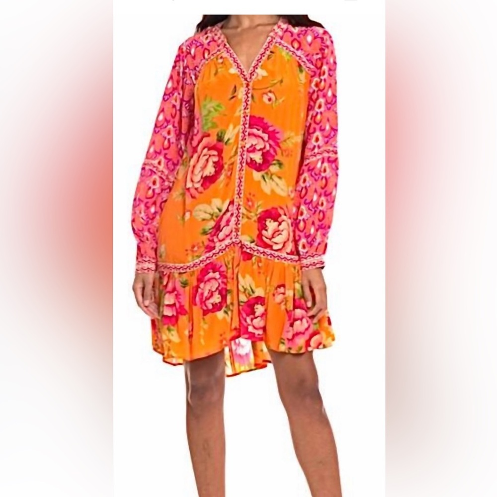Tolani Pink and Orange Patterned Dress